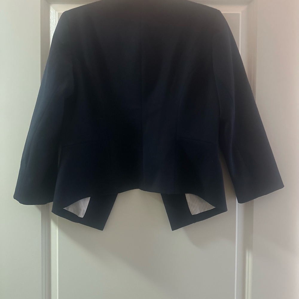 Express Women's Dark Blue Blazer with Silver Zippers - Picture 2 of 3